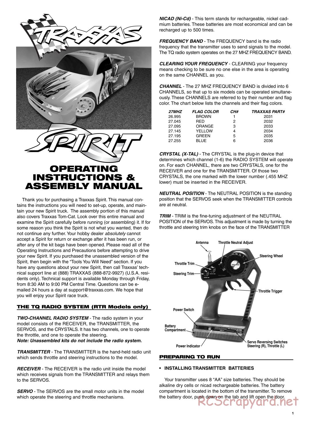 Traxxas - Spirit (1995) - Manual - Page 1